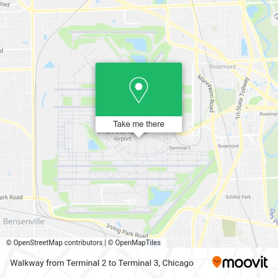 Mapa de Walkway from Terminal 2 to Terminal 3
