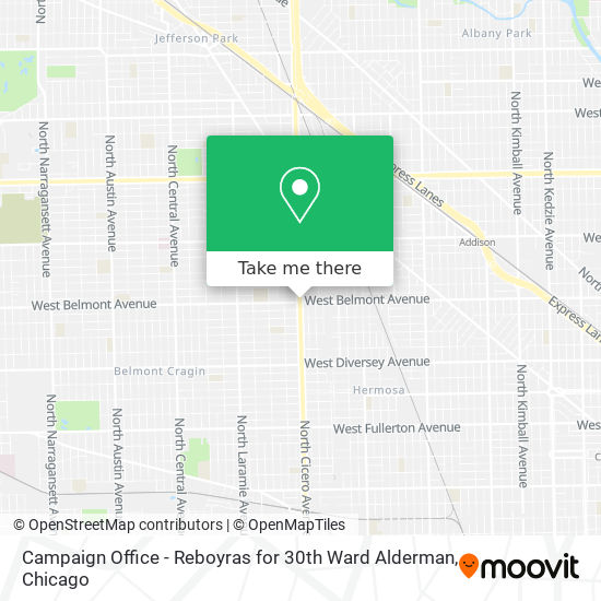 Campaign Office - Reboyras for 30th Ward Alderman map