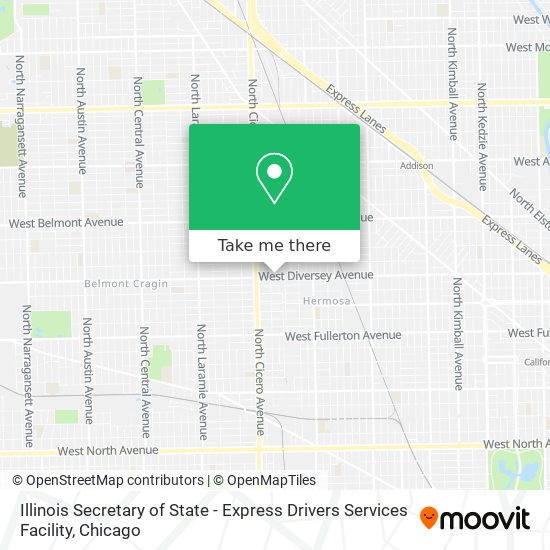 Mapa de Illinois Secretary of State - Express Drivers Services Facility