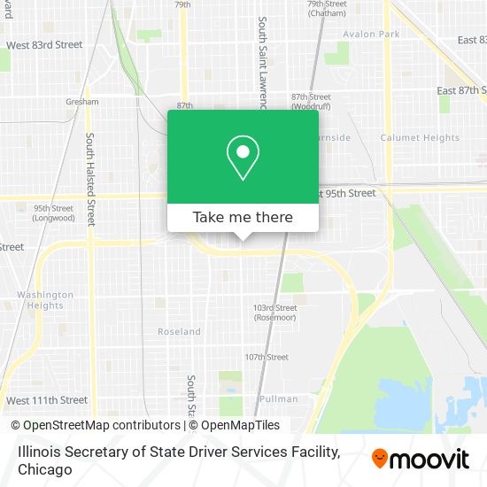 Illinois Secretary of State Driver Services Facility map