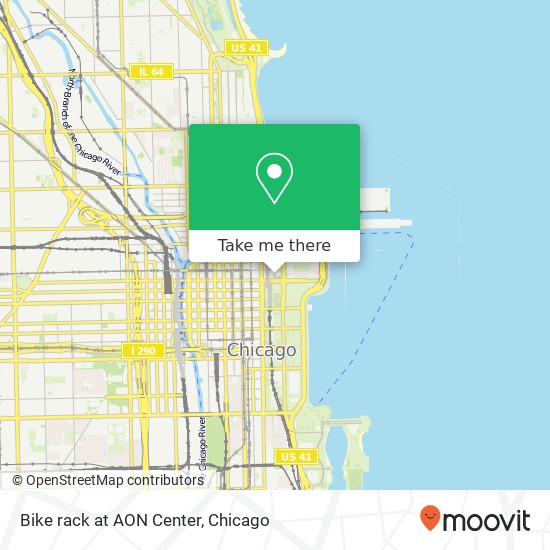 Bike rack at AON Center map