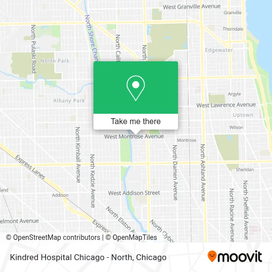Kindred Hospital Chicago - North map