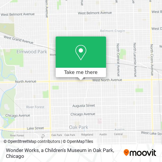 Wonder Works, a Children's Museum in Oak Park map