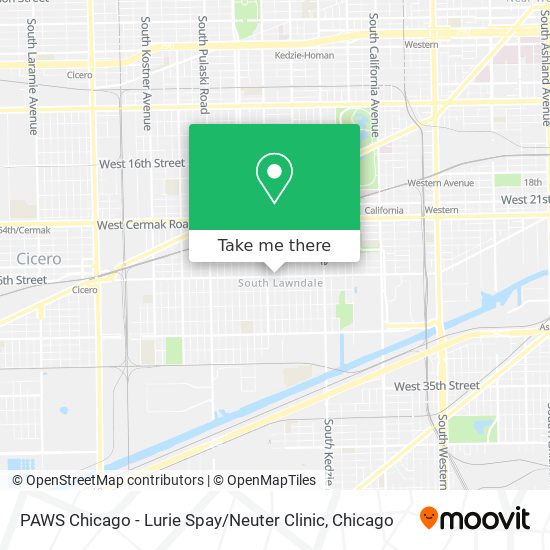 Mapa de PAWS Chicago - Lurie Spay / Neuter Clinic