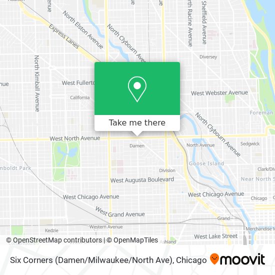 Six Corners (Damen / Milwaukee / North Ave) map