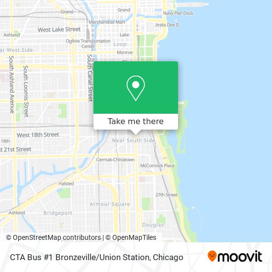 Mapa de CTA Bus #1 Bronzeville / Union Station