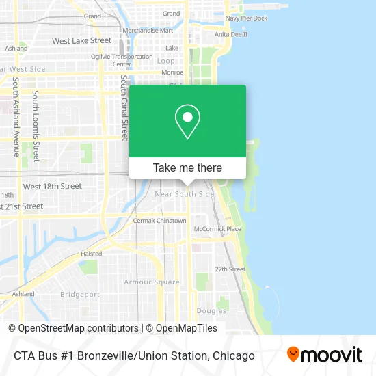 Mapa de CTA Bus #1 Bronzeville / Union Station