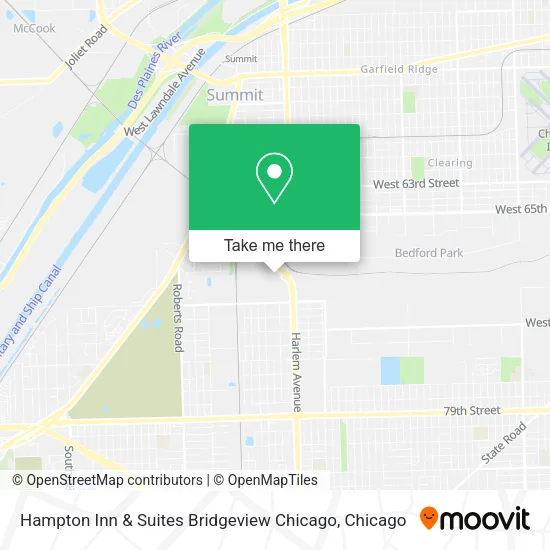 Hampton Inn & Suites Bridgeview Chicago map