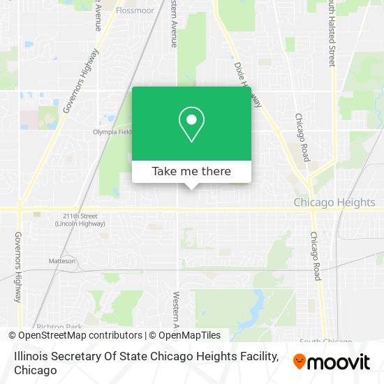 Mapa de Illinois Secretary Of State Chicago Heights Facility