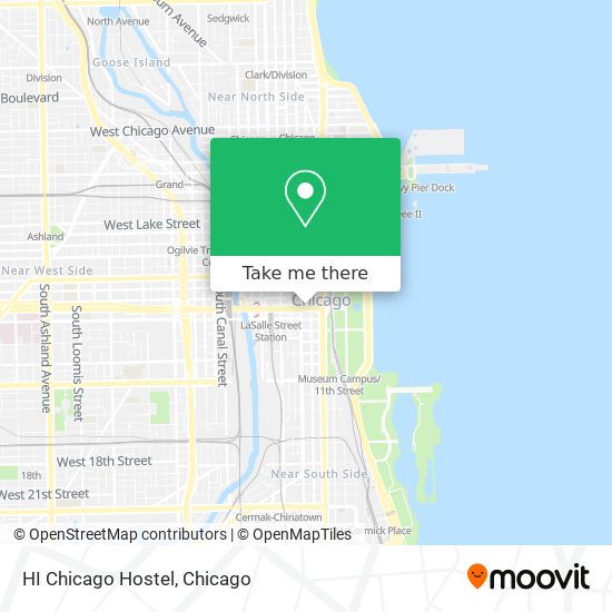 HI Chicago Hostel map
