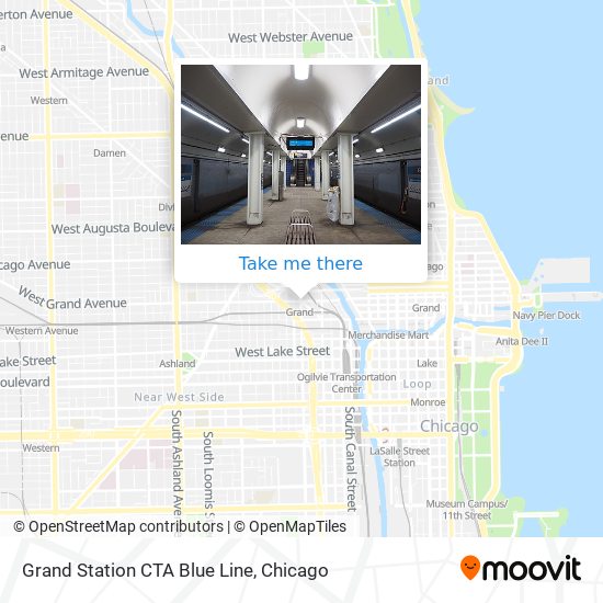 Grand Station CTA Blue Line map
