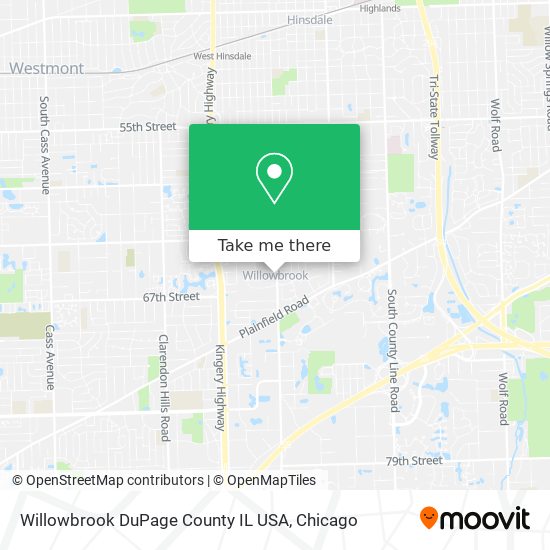 Willowbrook DuPage County IL USA map