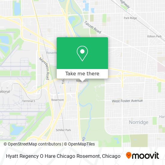 Mapa de Hyatt Regency O Hare Chicago Rosemont