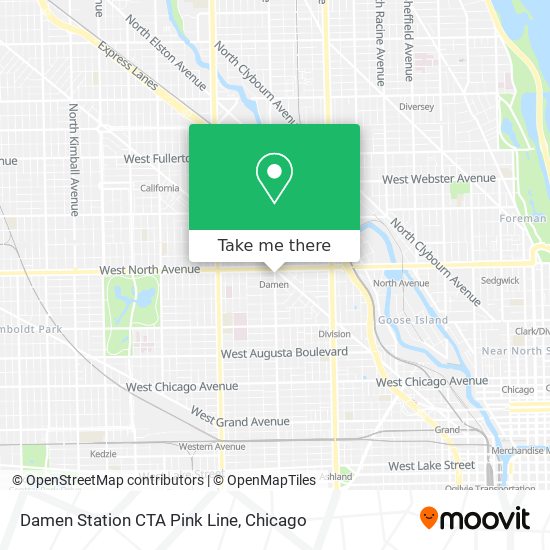 Damen Station CTA Pink Line map