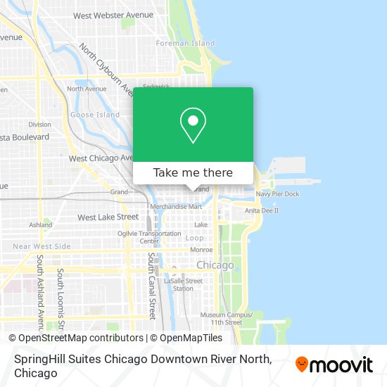Mapa de SpringHill Suites Chicago Downtown River North