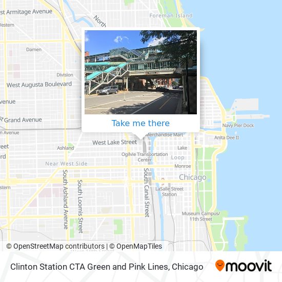 Clinton Station CTA Green and Pink Lines map