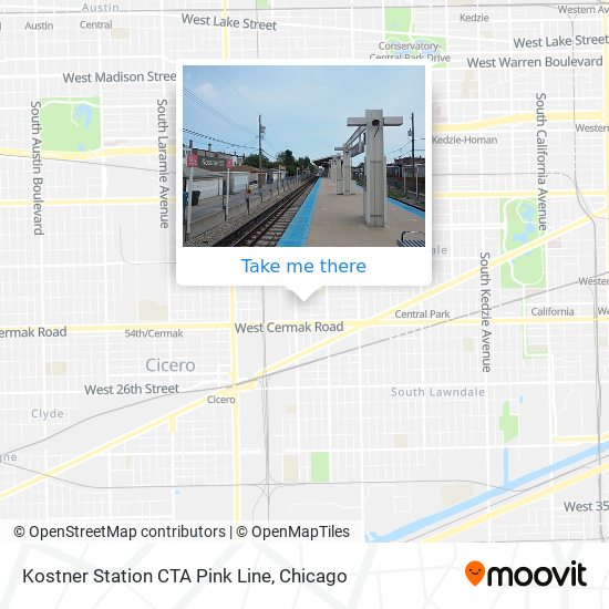 Mapa de Kostner Station CTA Pink Line