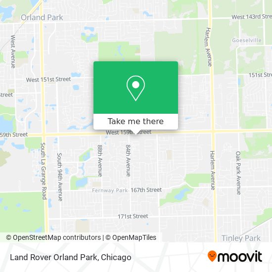 Land Rover Orland Park map