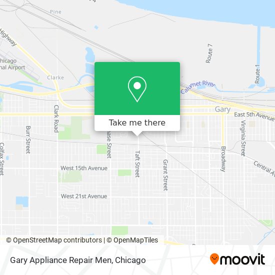 Gary Appliance Repair Men map