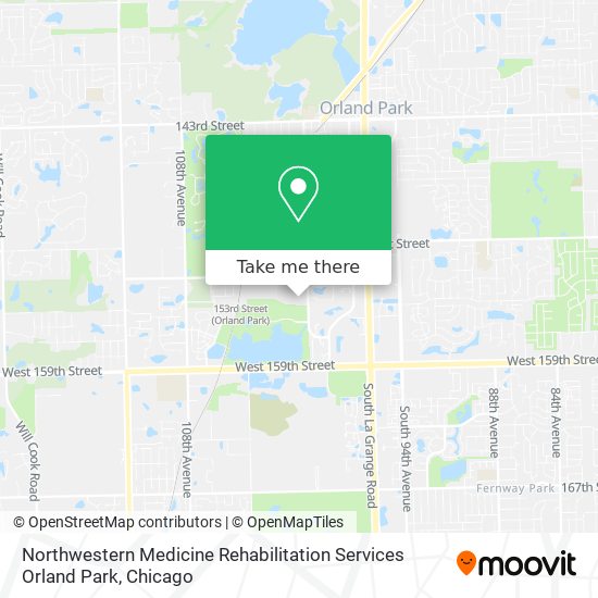Mapa de Northwestern Medicine Rehabilitation Services Orland Park