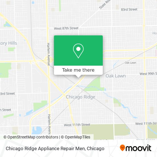 Chicago Ridge Appliance Repair Men map