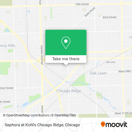 Sephora at Kohl's Chicago Ridge map