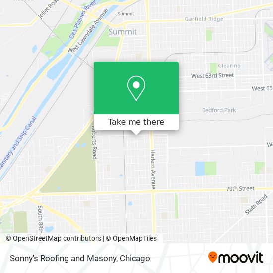 Sonny's Roofing and Masony map