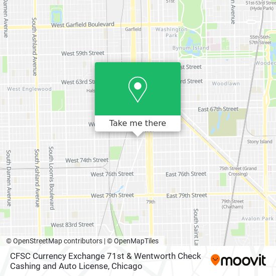 Mapa de CFSC Currency Exchange 71st & Wentworth Check Cashing and Auto License