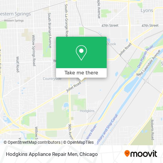 Hodgkins Appliance Repair Men map