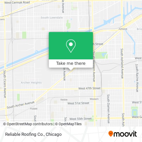 Reliable Roofing Co. map