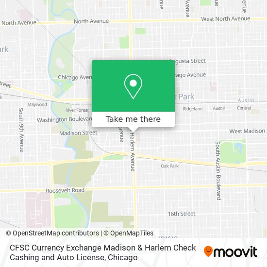 Mapa de CFSC Currency Exchange Madison & Harlem Check Cashing and Auto License