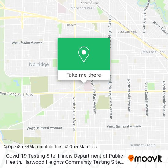 Covid-19 Testing Site: Illinois Department of Public Health, Harwood Heights Community Testing Site map