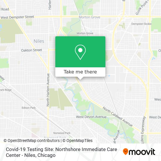 Covid-19 Testing Site: Northshore Immediate Care Center - Niles map