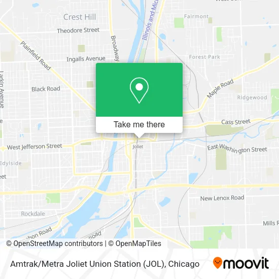 Mapa de Amtrak / Metra Joliet Union Station (JOL)