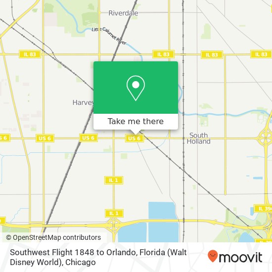 Southwest Flight 1848 to Orlando, Florida (Walt Disney World) map