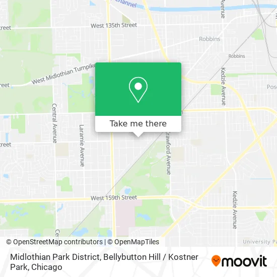 Midlothian Park District, Bellybutton Hill / Kostner Park map
