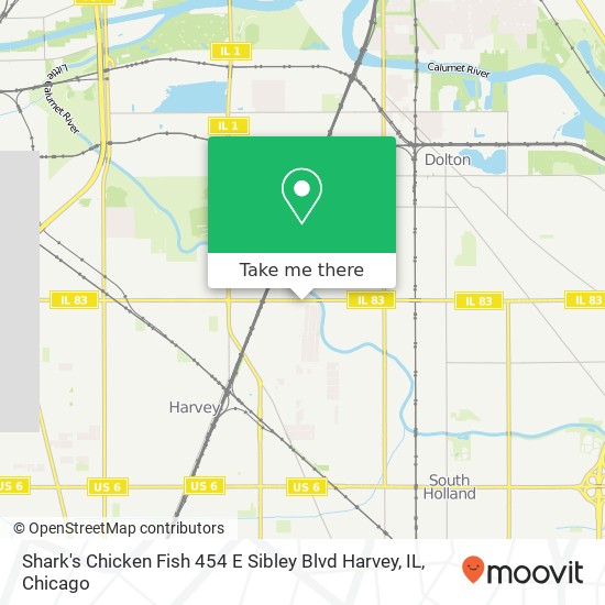 Shark's Chicken Fish 454 E Sibley Blvd Harvey, IL map