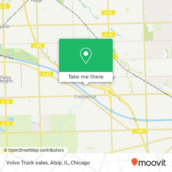 Volvo Truck sales, Alsip, IL map