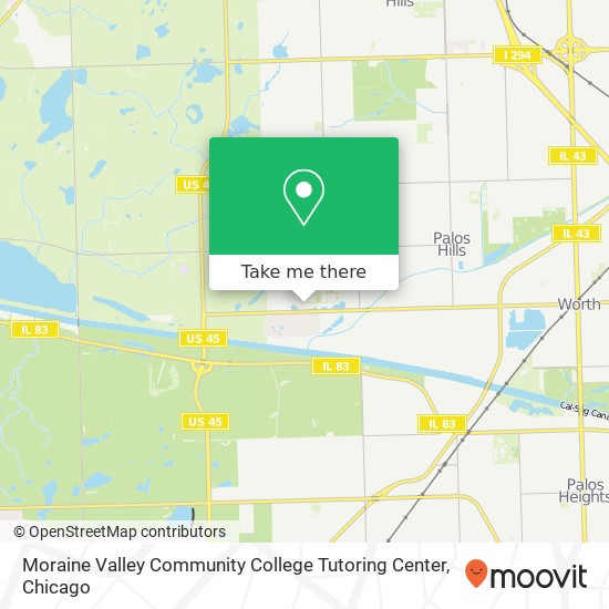 Moraine Valley Community College Tutoring Center map