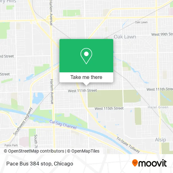 Pace Bus 384 stop map