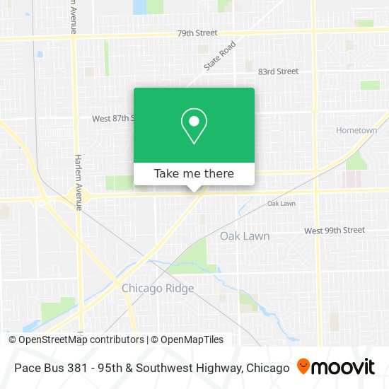 Mapa de Pace Bus 381 - 95th & Southwest Highway