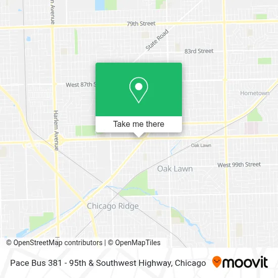 Pace Bus 381 - 95th & Southwest Highway map