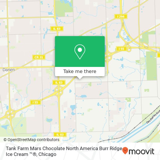 Mapa de Tank Farm Mars Chocolate North America Burr Ridge Ice Cream ™®