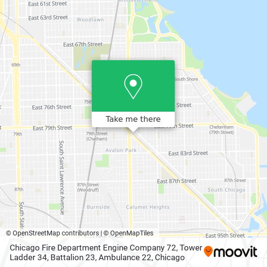 Mapa de Chicago Fire Department Engine Company 72, Tower Ladder 34, Battalion 23, Ambulance 22