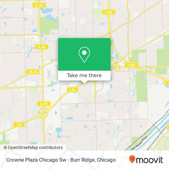 Mapa de Crowne Plaza Chicago Sw - Burr Ridge