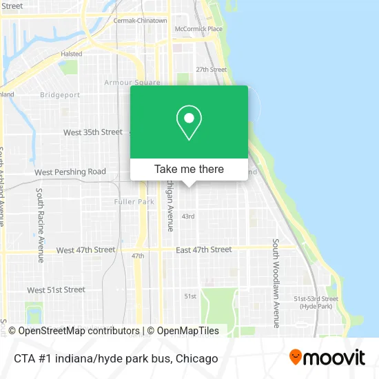 Mapa de CTA #1 indiana/hyde park bus