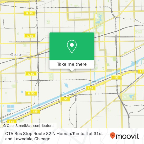 CTA Bus Stop Route 82 N Homan / Kimball at 31st and Lawndale map