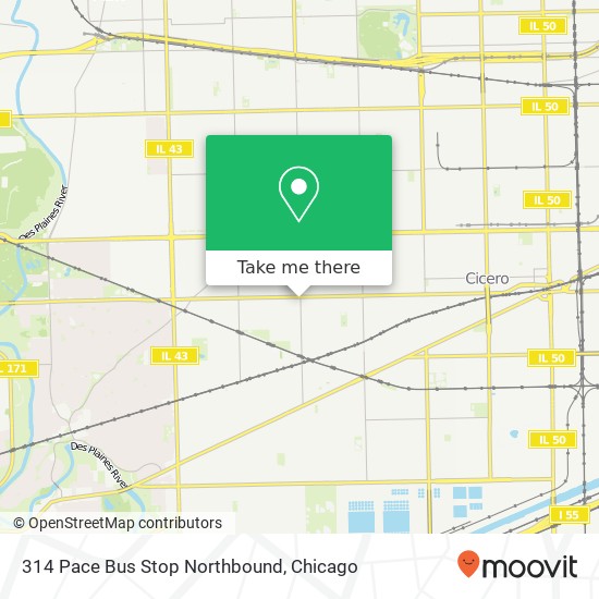 314 Pace Bus Stop Northbound map