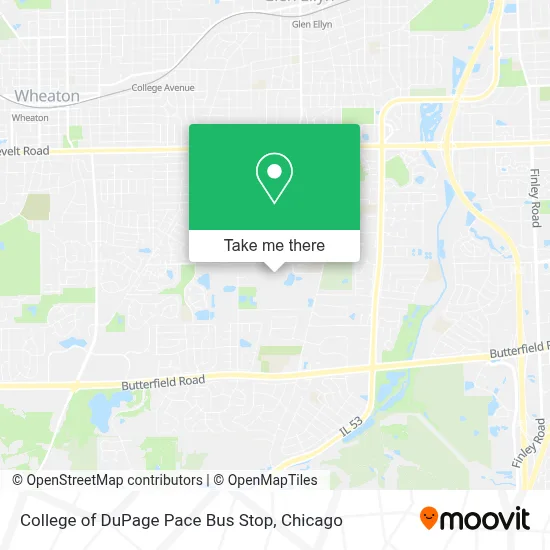 College of DuPage Pace Bus Stop map