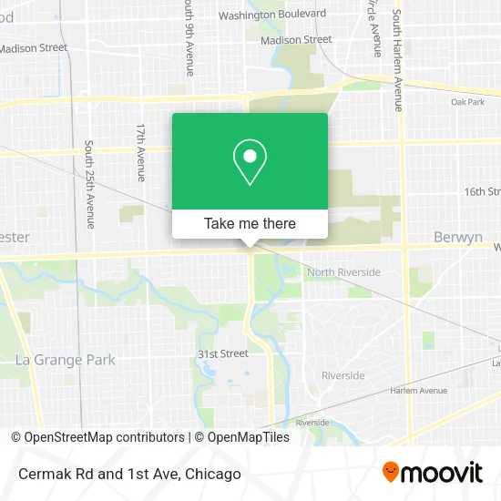 Cermak Rd and 1st Ave map